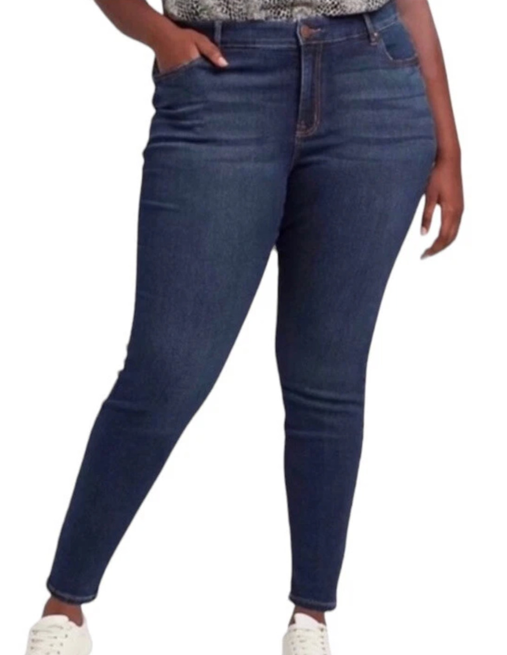 Lane Bryant Jeans Womens 14 Blue Mid Rise Super Stretch Skinny Dark Wash Denim
